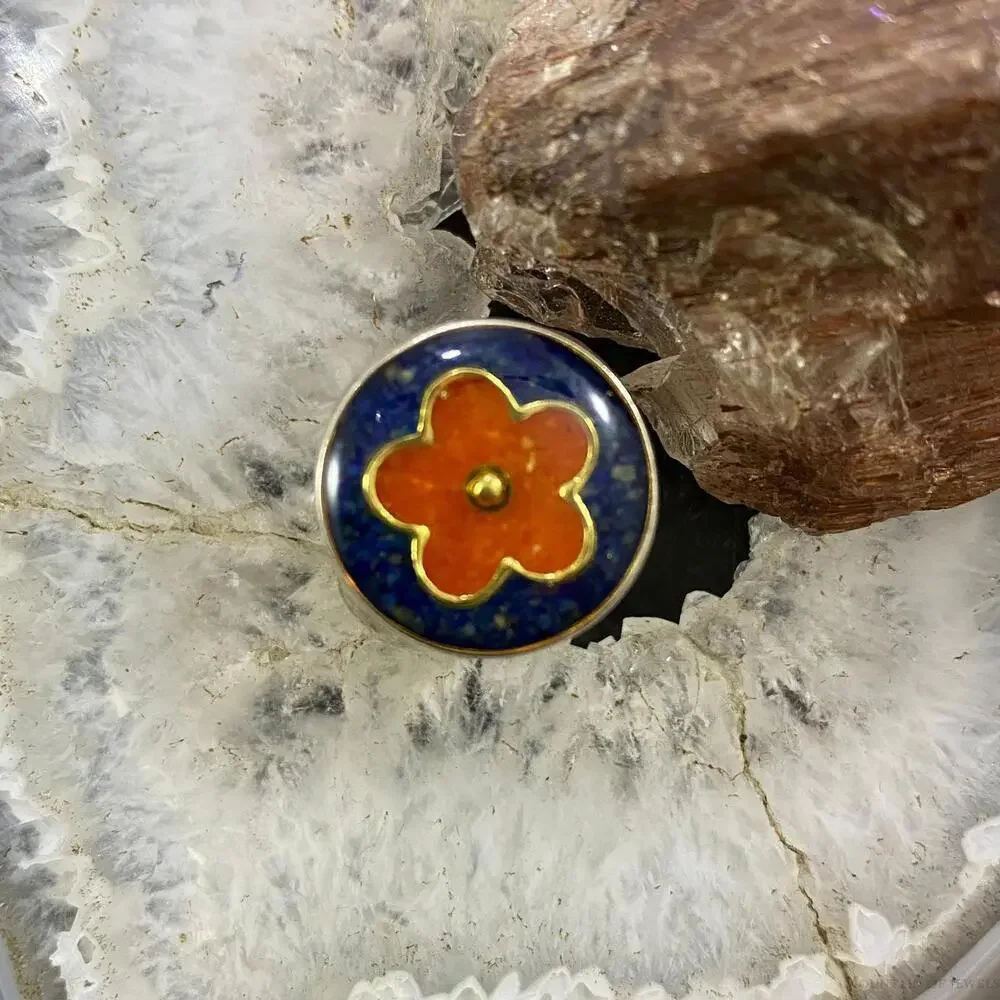 Carolyn Pollack Sterling Silver Multistone Flower Chip Inlay Ring For Women